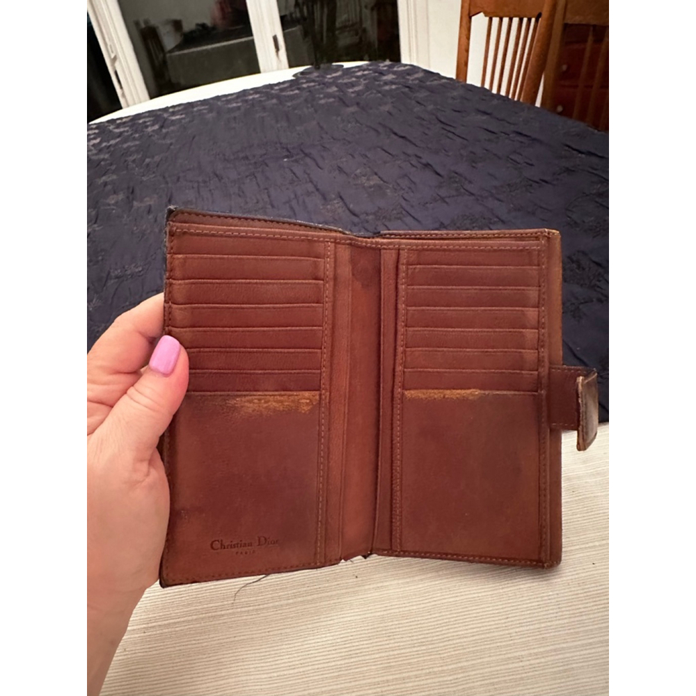 Dior Beige & Blue Canvas & Leather Medium Wallet - Picture 9 of 11